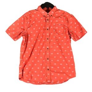 PRANA ‎ OUTDOOR BUTTON FRONT CAMP SHIRT ORANGE SLIM FIT MENS L